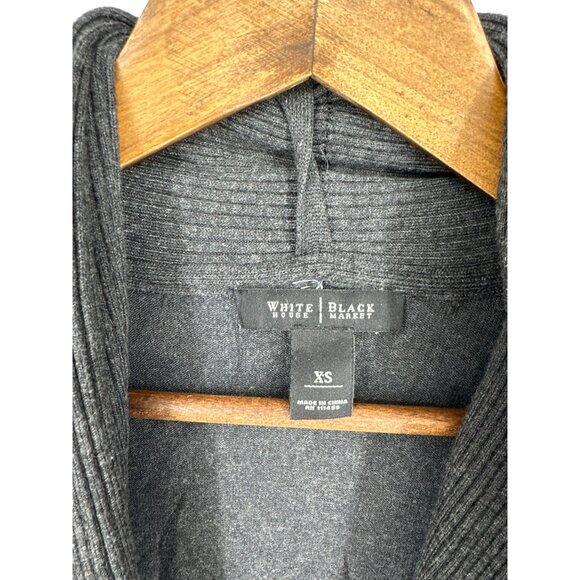 White House Black Market Ribbed Open Front Cardigan Sweater With Snap Collar XS - Picture 3 of 10